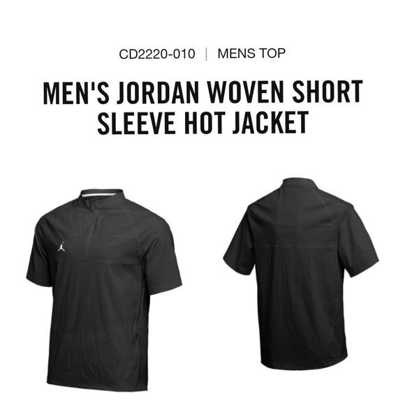 Jordan NIKE Dry Woven Short Sleeve Hot Jacket Men's Medium Black 2 hand pockets - Picture 2 of 14